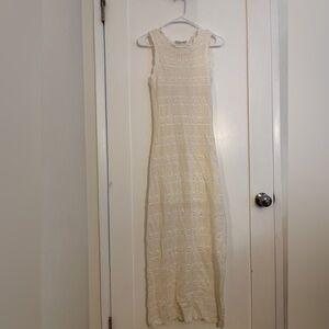 Olive & Oak Cream Crochet Maxi Dress